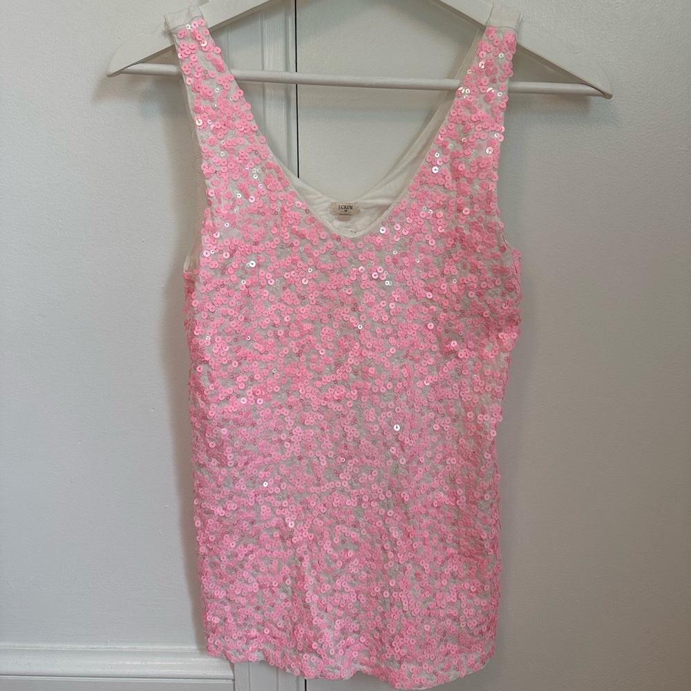 JCrew XS Pink Sequin Sleeveless Shirt